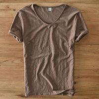Lichte linnen V-hals shirt heren – Ademend & Zomerachtig – Thilo