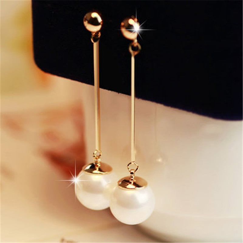 Luxury Drop Earrings with Pearls - Céline