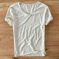 Lichte linnen V-hals shirt heren – Ademend & Zomerachtig – Thilo