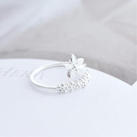 Adjustable Silver Ring with Enamel Wildflowers - Amaril