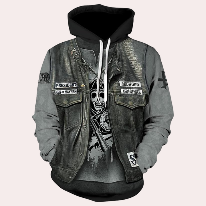 Casual Hoodie with Unique Print for Men - Mason