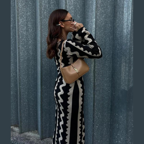 Knitted Summer Dress with Wave Pattern – Mirae