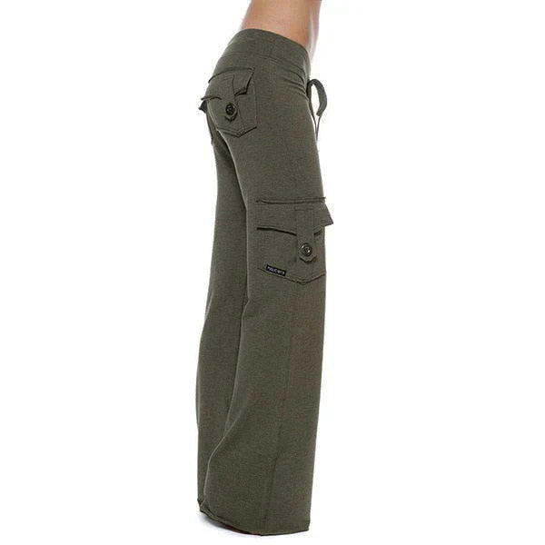 Women's Bootcut Cargo Pants with Pockets - Isabella