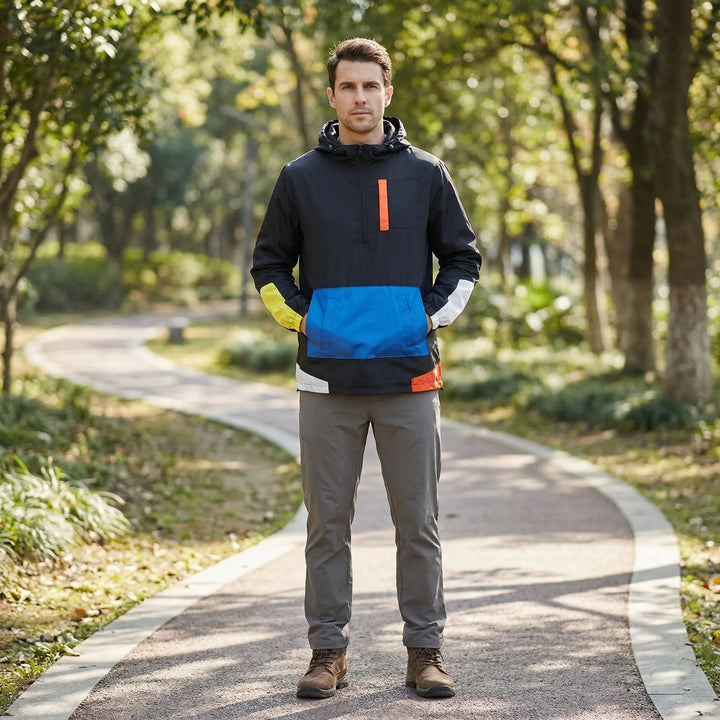 Half-Zip Hooded Windbreaker Jacket - Clarence