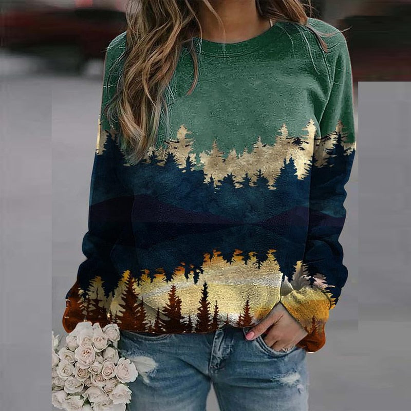 Women's Sweater with Landscape Print – Alina