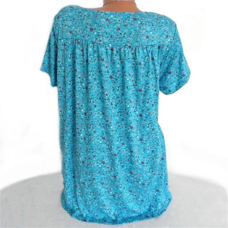 Women's Boho Summer Blouse with Floral Print - Celeste