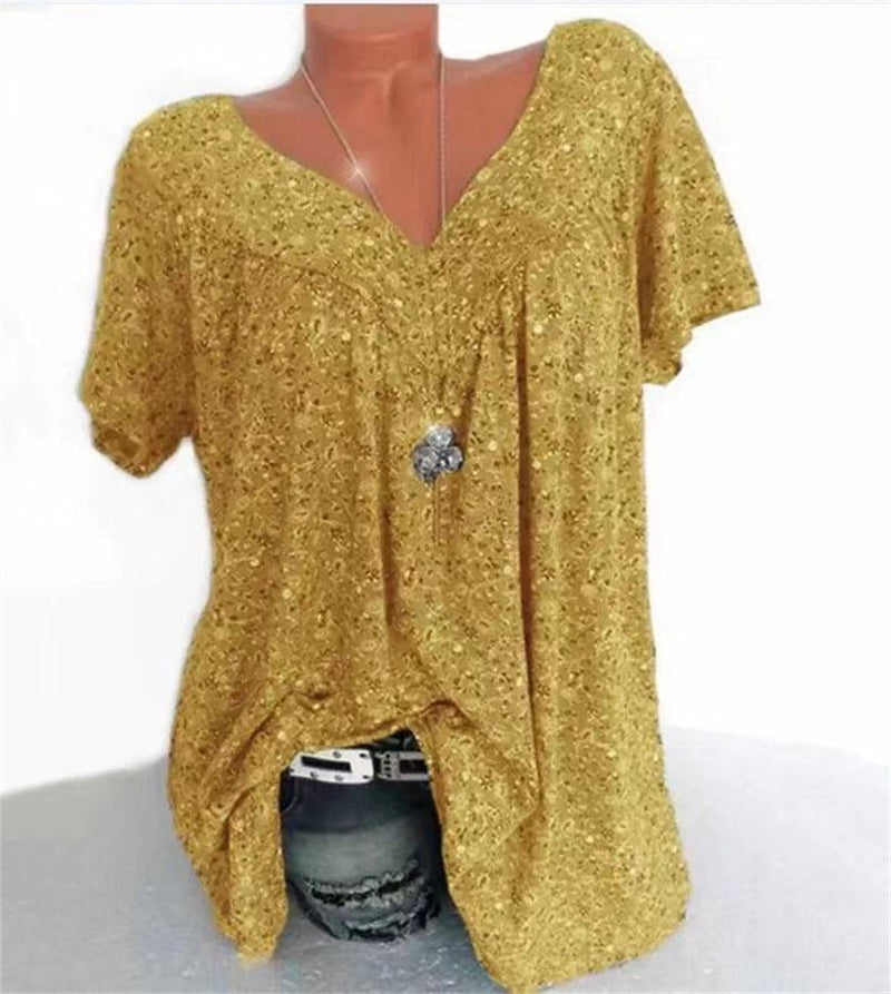 Women's Boho Summer Blouse with Floral Print - Celeste