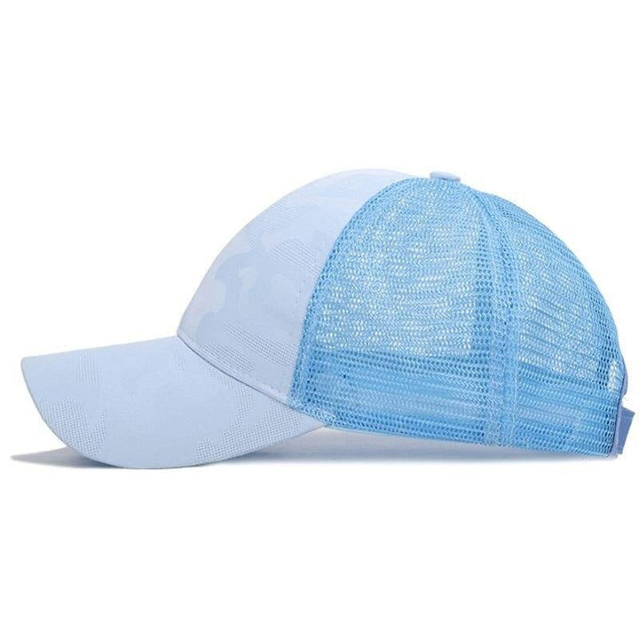 Trendy women's baseball cap with ponytail opening and Velcro closure – Leona