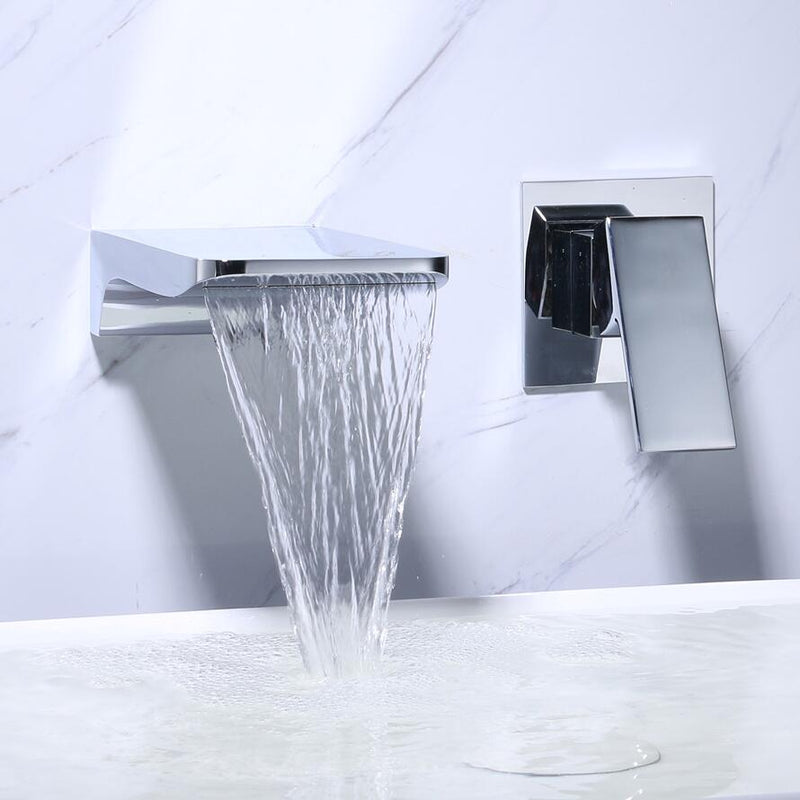 Sensor Wall Faucet with Waterfall Spout – Fluxis