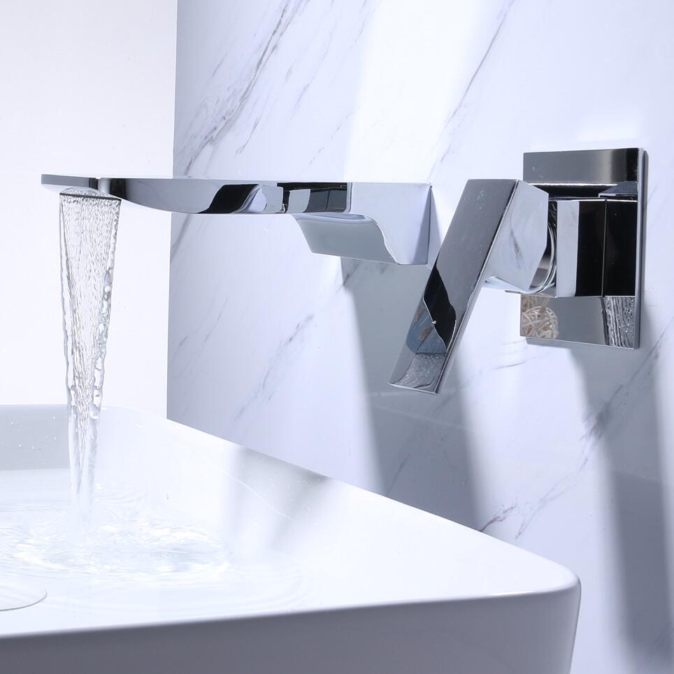 Sensor Wall Faucet with Waterfall Spout – Fluxis