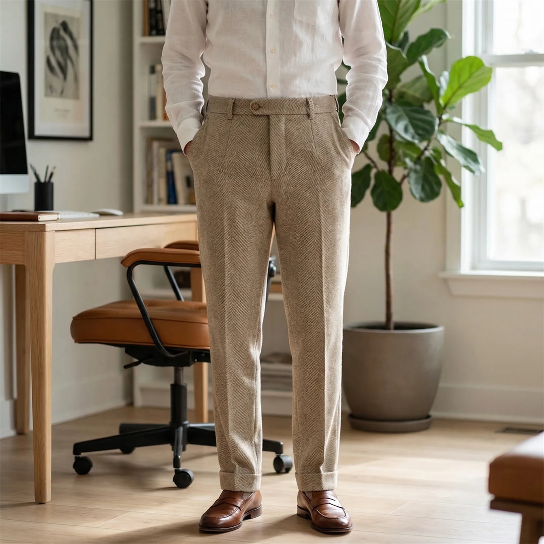 Herringbone Pencil Cut Trousers - Martin