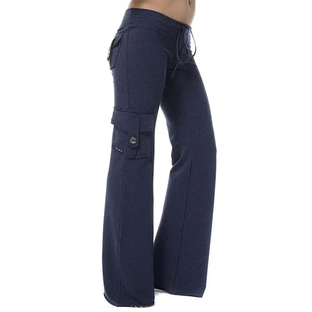 Women's Bootcut Cargo Pants with Pockets - Isabella
