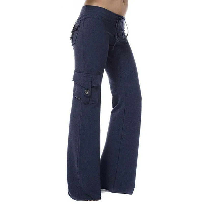 Women's Bootcut Cargo Pants with Pockets - Isabella