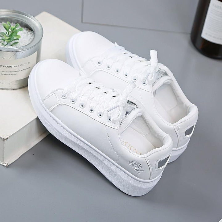 Trendy women's faux leather sneakers with metallic accents - Norell