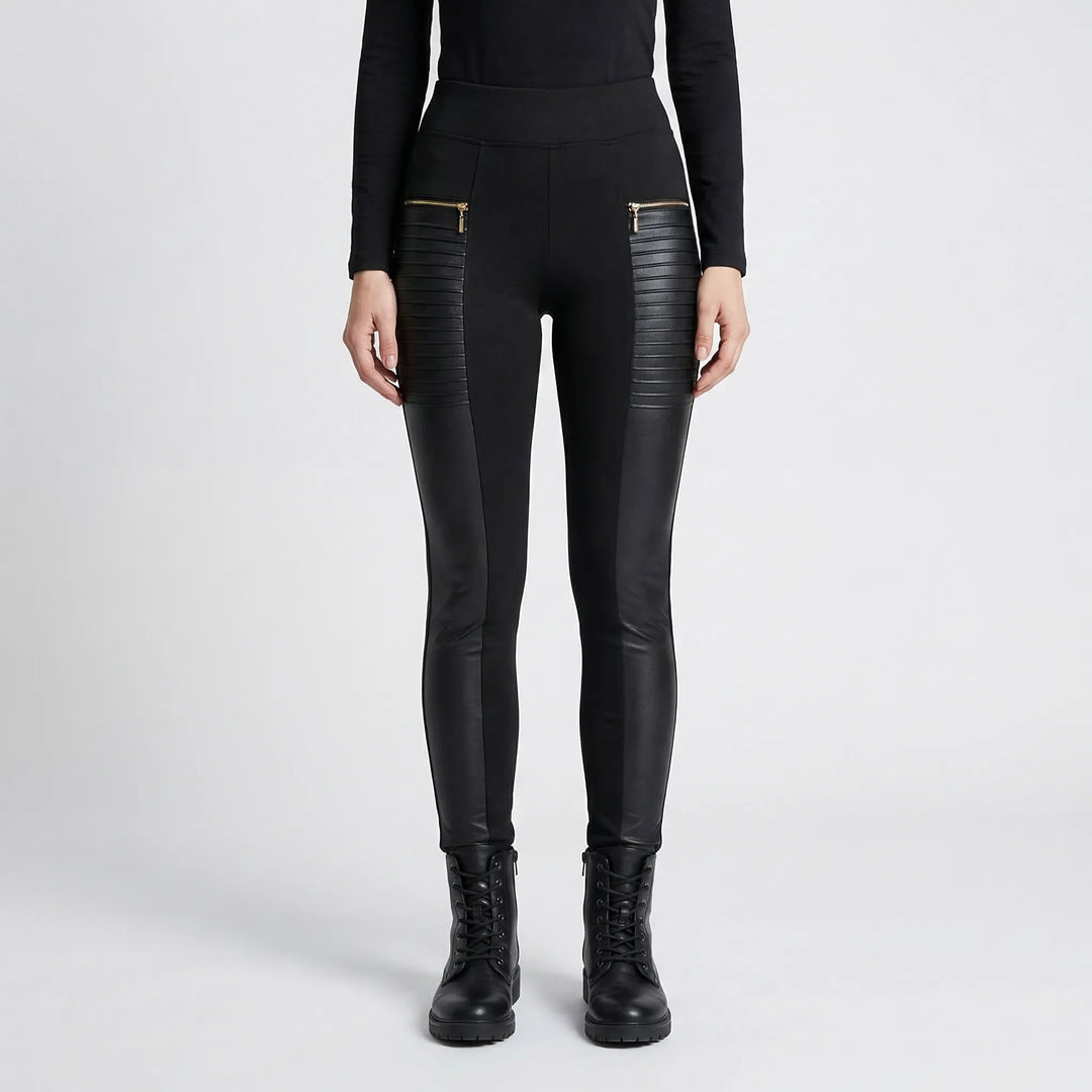 High-Waist Skinny Patchwork Trousers - Constance