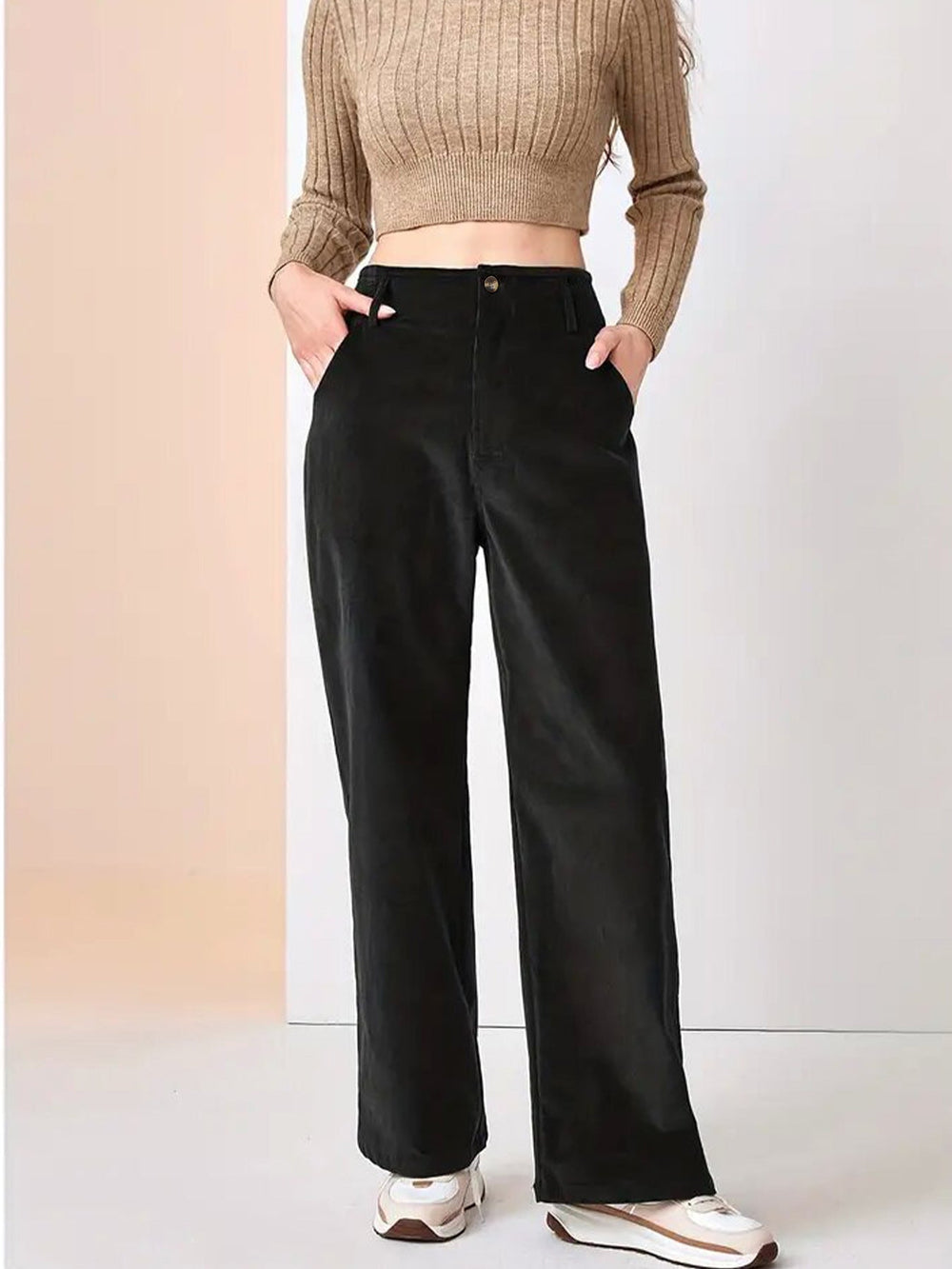 High-Waisted Wide-Leg Trousers - Rosemarie