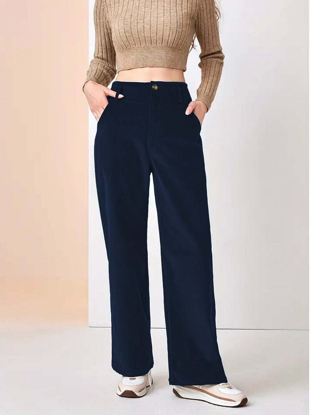 High-Waisted Wide-Leg Trousers - Rosemarie