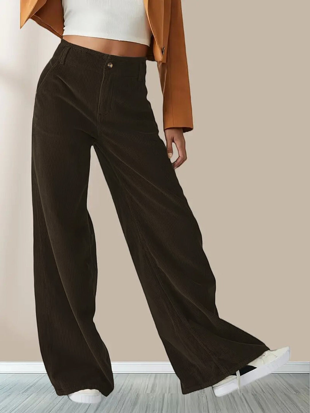 High-Waisted Wide-Leg Trousers - Rosemarie