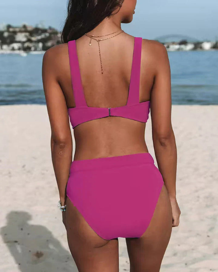 High-Waisted Wrap-Top Bikini Set - Meghan