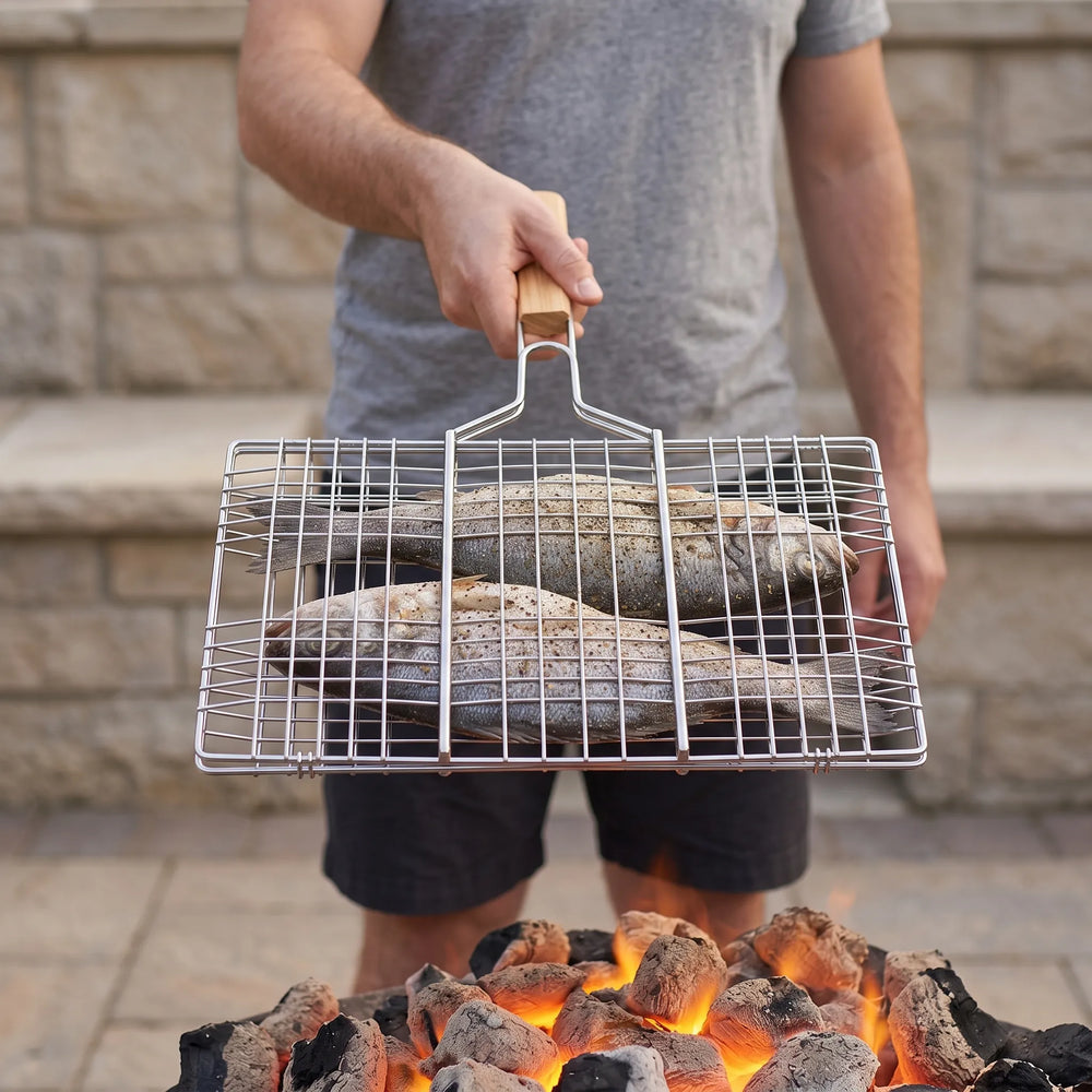 Hinged Outdoor Cooking Basket - Emberflip