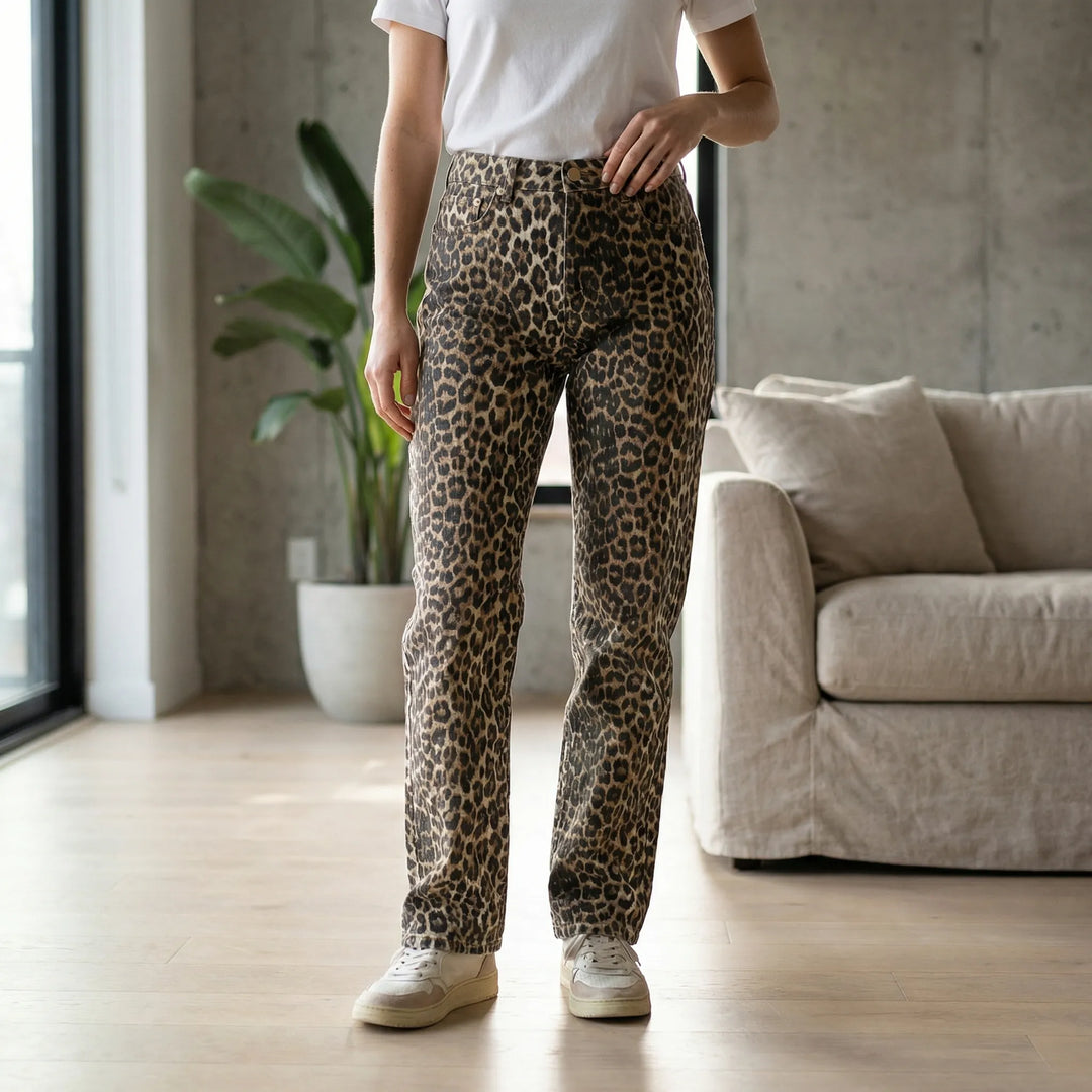 Hochgeschnittene Jeans Mit Leopardenmuster - Candice