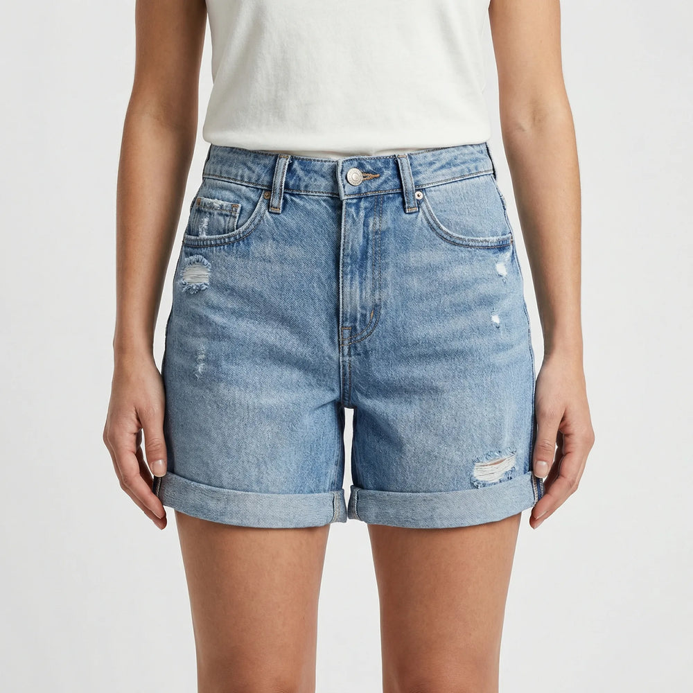 Hochgeschnittene Jeansshorts Im Used-Look - Courtney
