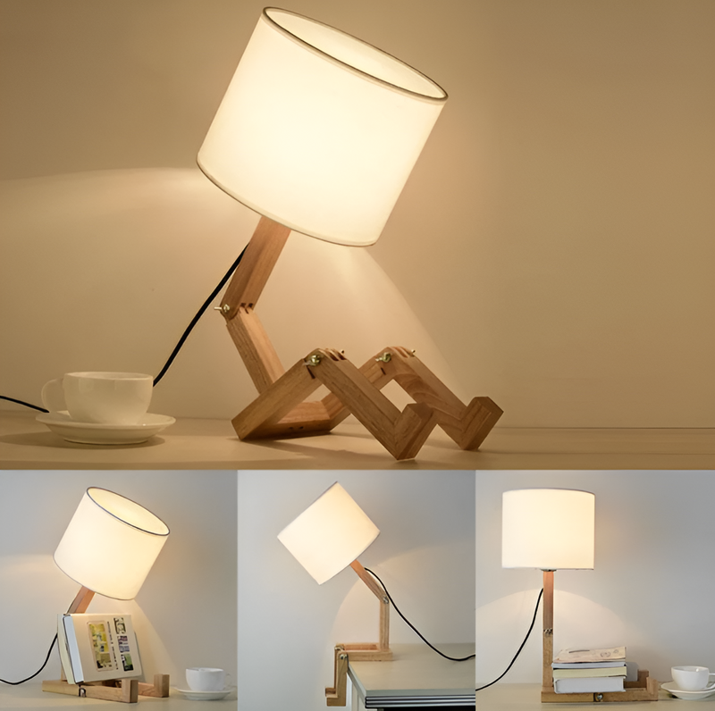 Flexible Robot Desk Lamp Made of Solid Wood – LumoBot