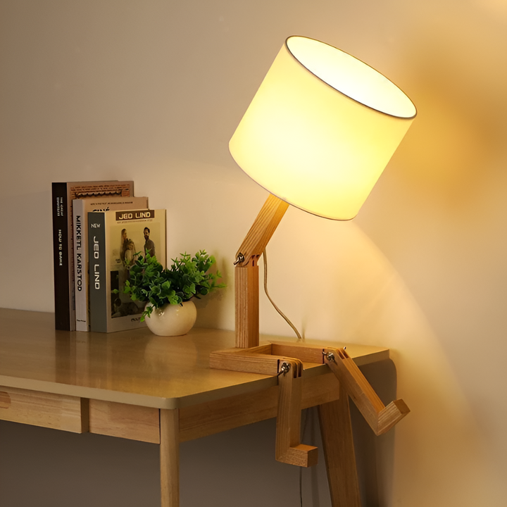 Flexible Robot Desk Lamp Made of Solid Wood – LumoBot