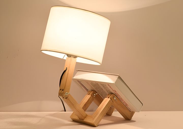 Flexible Robot Desk Lamp Made of Solid Wood – LumoBot
