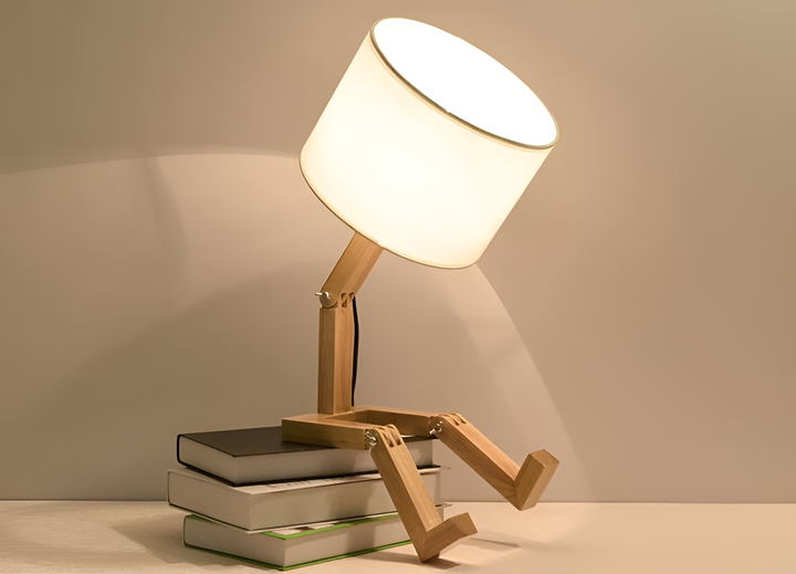 Flexible Robot Desk Lamp Made of Solid Wood – LumoBot