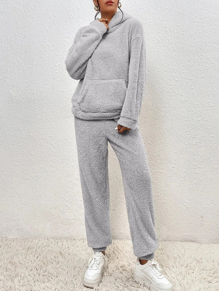Hooded Fluffy Two-Piece Lounge Set - Marsha