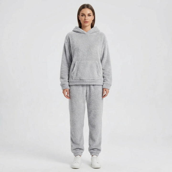 Hooded Fluffy Two-Piece Lounge Set - Marsha
