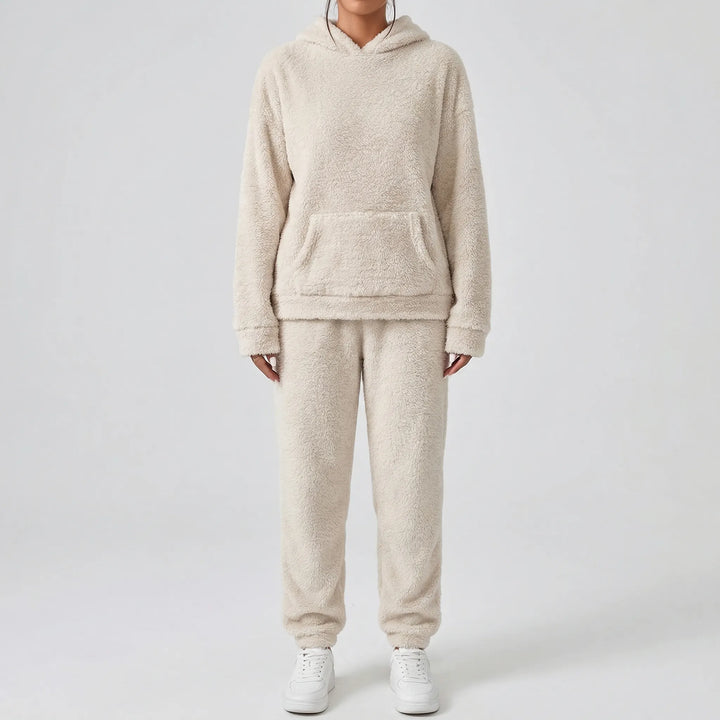 Hooded Fluffy Two-Piece Lounge Set - Marsha