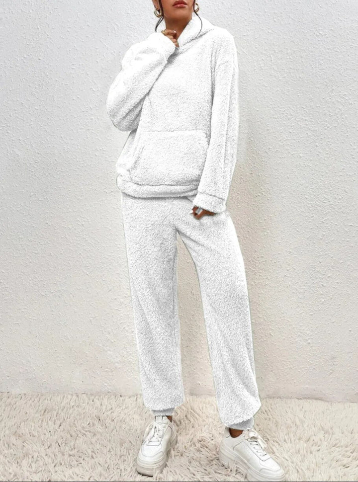 Hooded Fluffy Two-Piece Lounge Set - Marsha