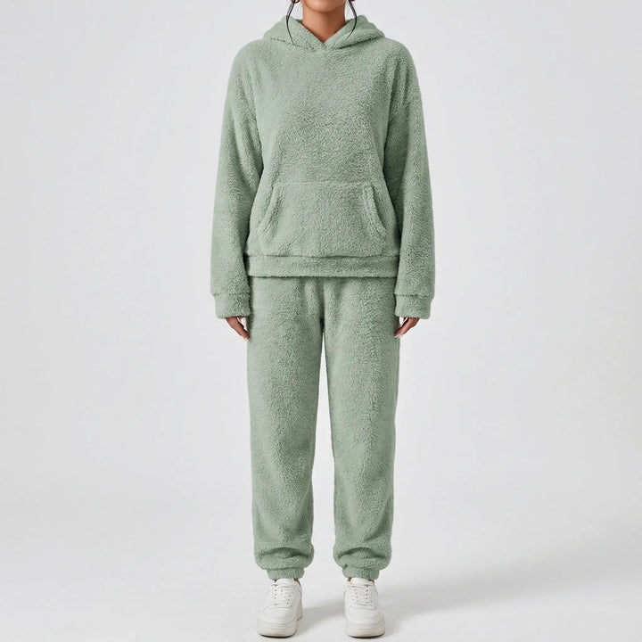 Hooded Fluffy Two-Piece Lounge Set - Marsha