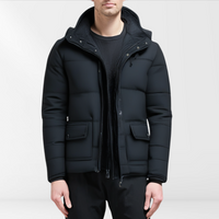 Zwarte Gewatteerde Heren Winterjas met Moderne Snit – Leon