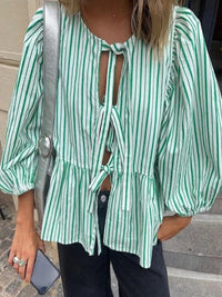 Checked Women's Blouse with Puff Sleeves – Maeve