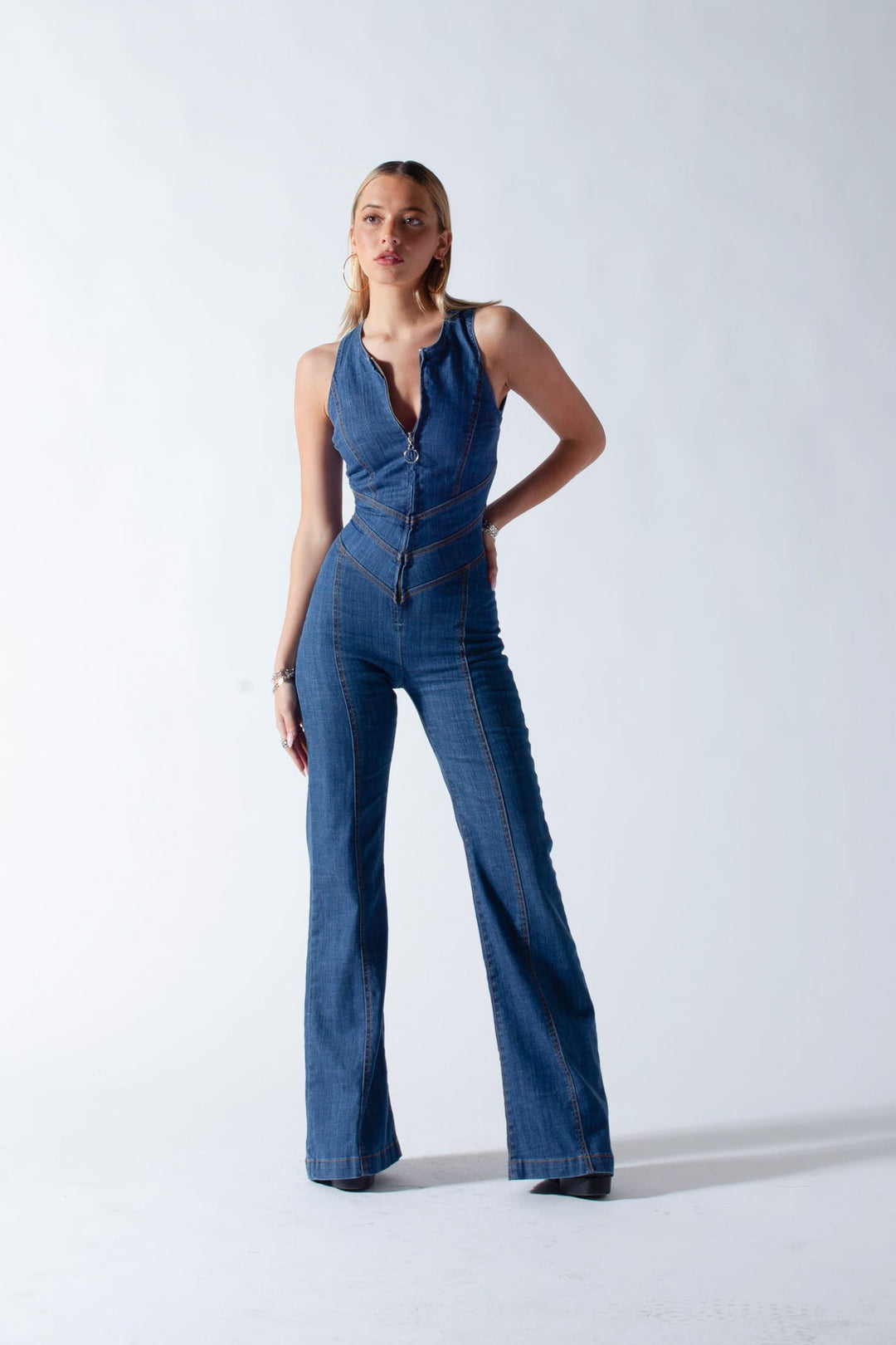 Heart-Shaped Backless Women's Denim Jumpsuit – Sakura