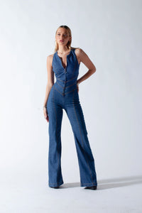 Heart-Shaped Backless Women's Denim Jumpsuit – Sakura