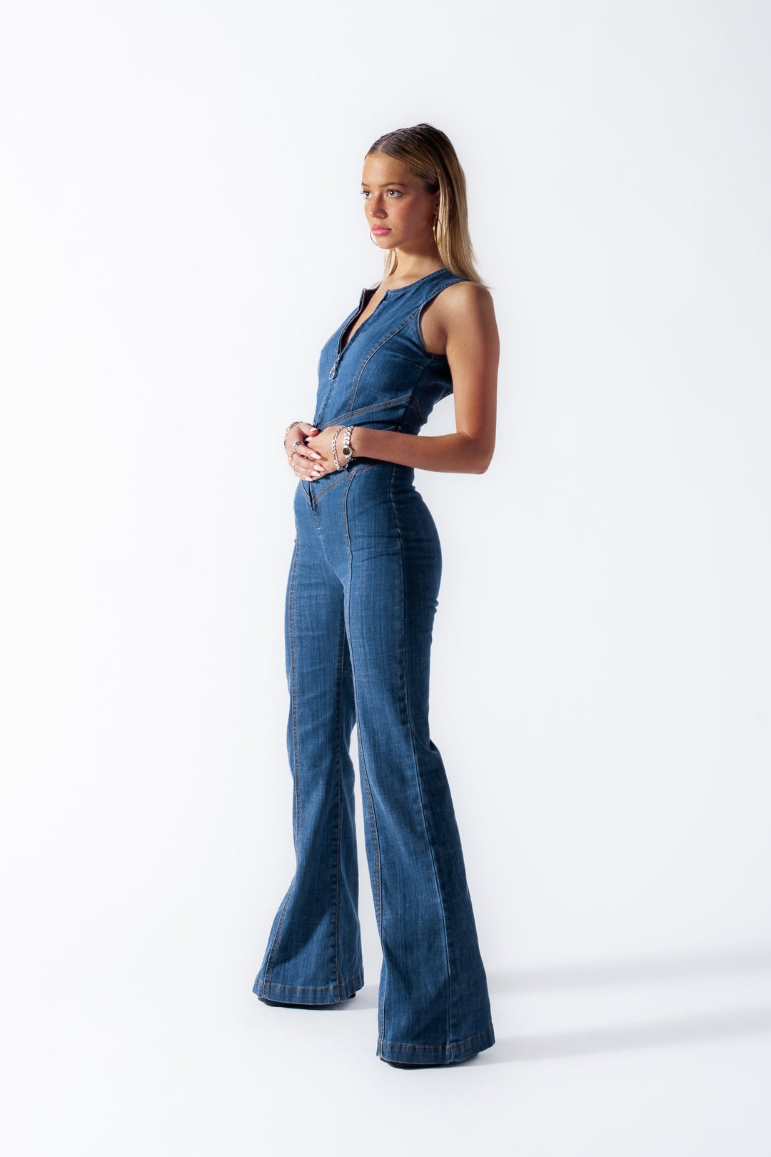 Heart-Shaped Backless Women's Denim Jumpsuit – Sakura