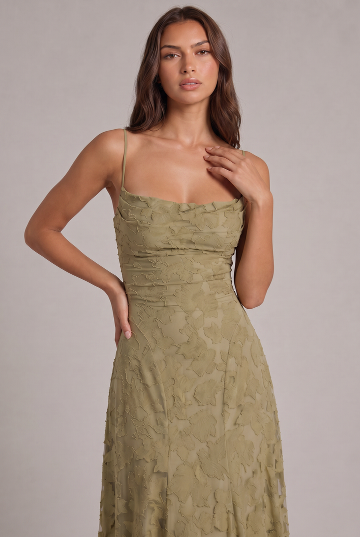 Olivia Maxi Dress - Elegant Evening Gown with Floral Texture 14