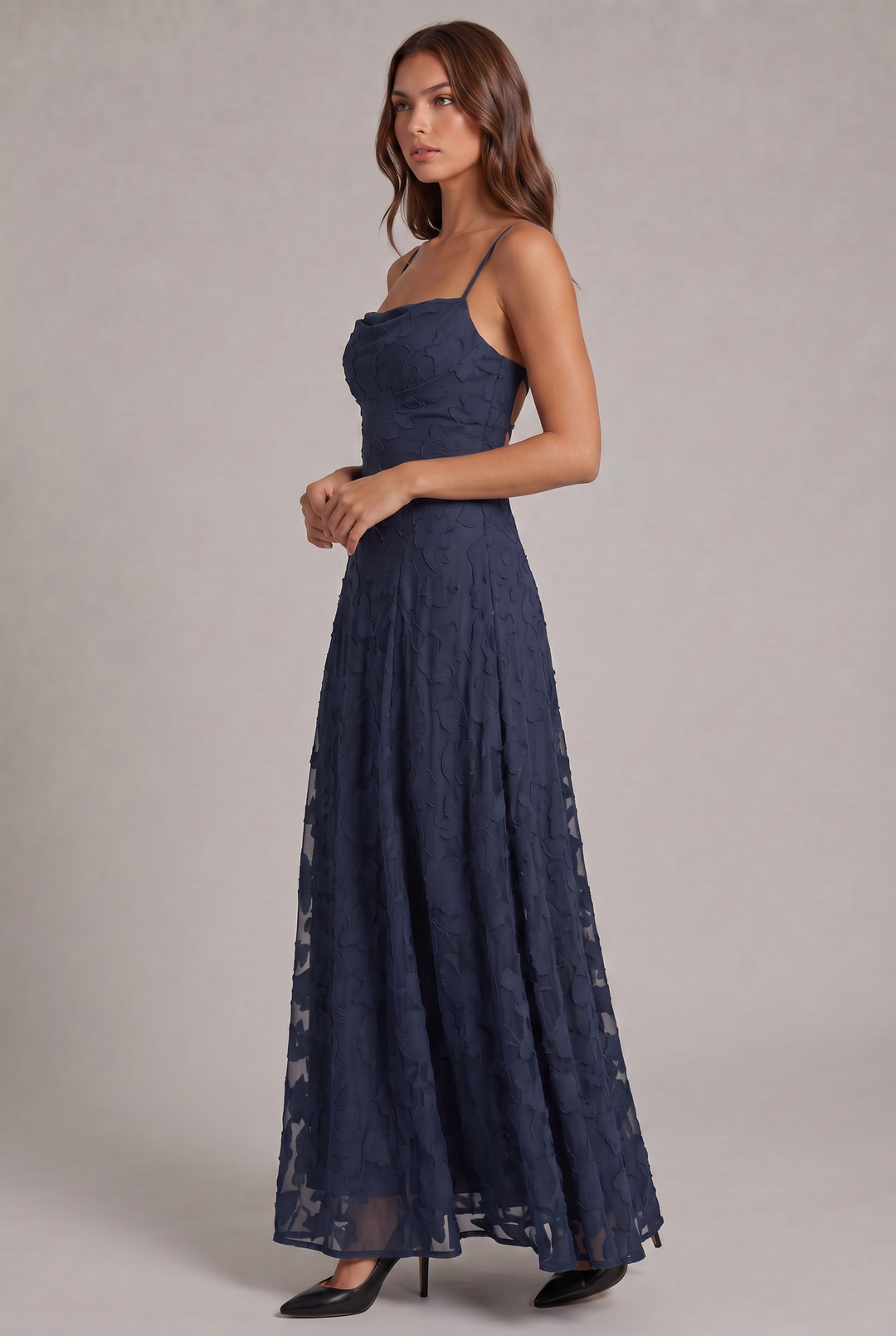 Olivia Maxi Dress - Elegant Evening Gown with Floral Texture 20