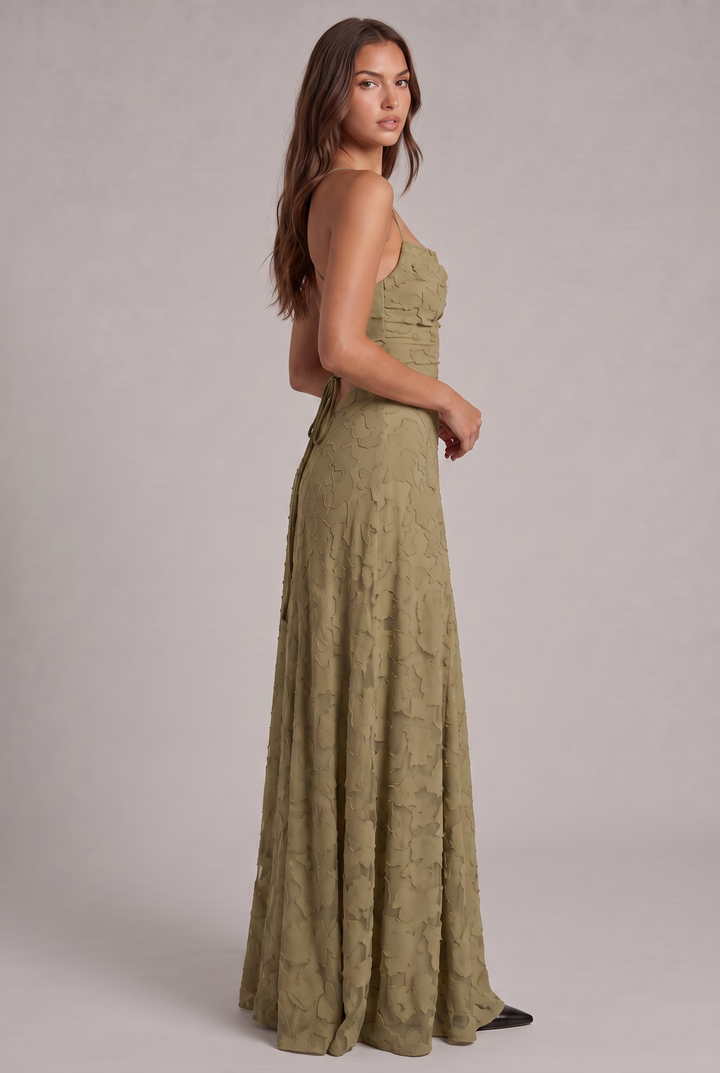 Olivia Maxi Dress - Elegant Evening Gown with Floral Texture 16