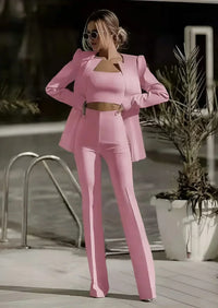 Fashionable 3-piece set with blazer, top, and skirt – Jamalia