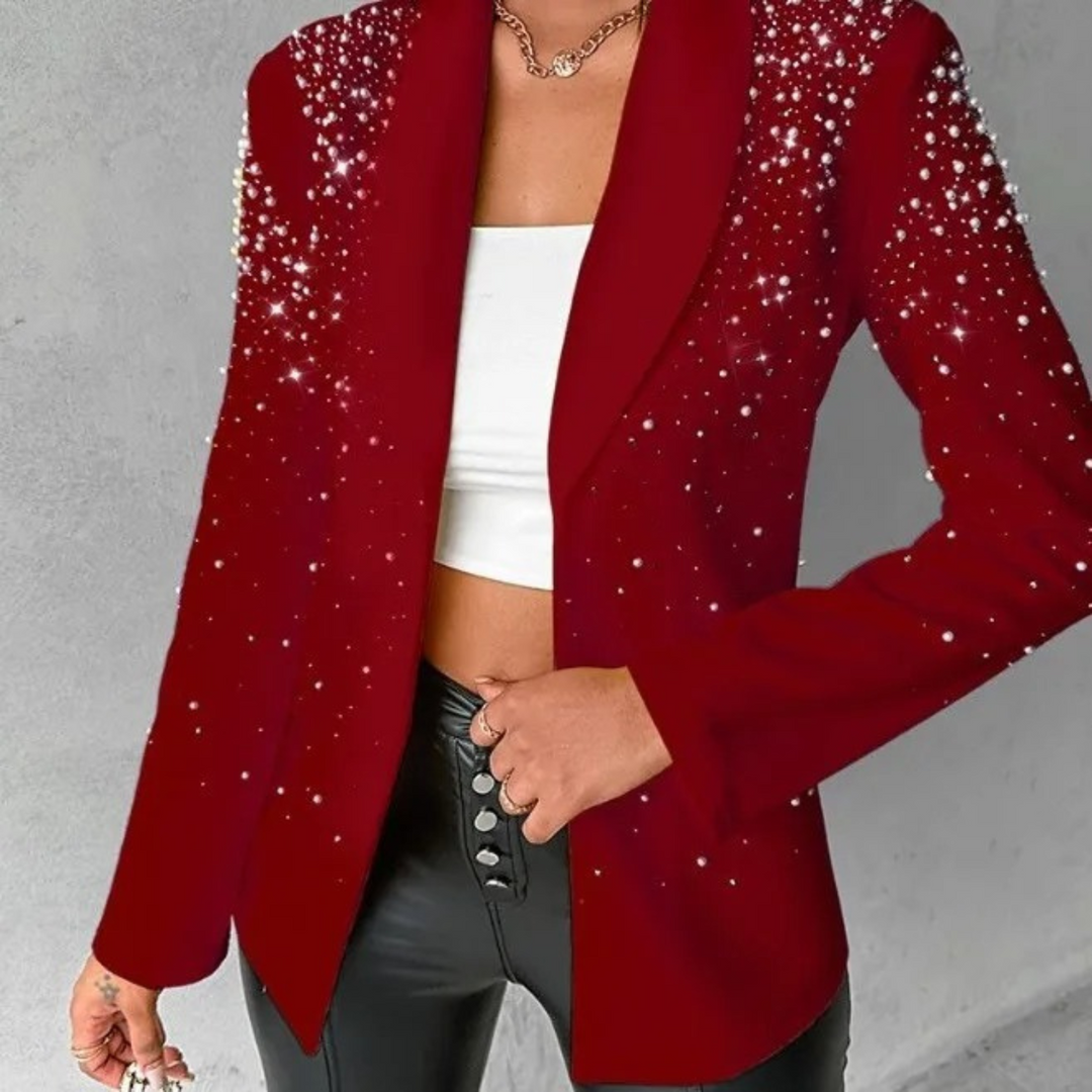 Slanke Damesblazer met Pareldetails - Amara