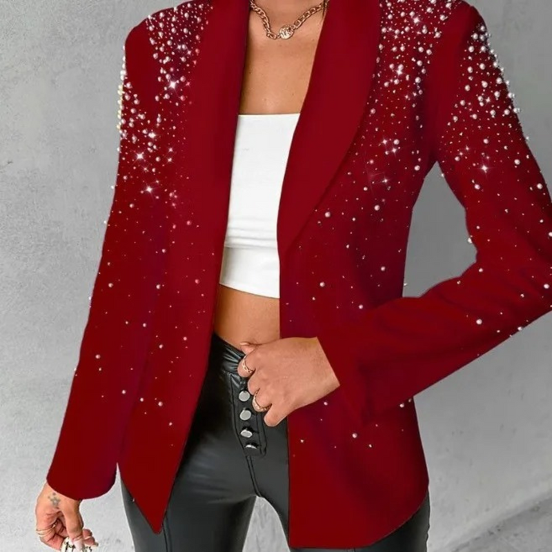 Slanke Damesblazer met Pareldetails - Amara