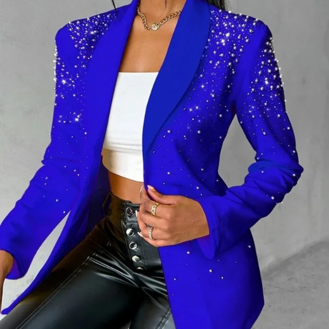 Slanke Damesblazer met Pareldetails - Amara
