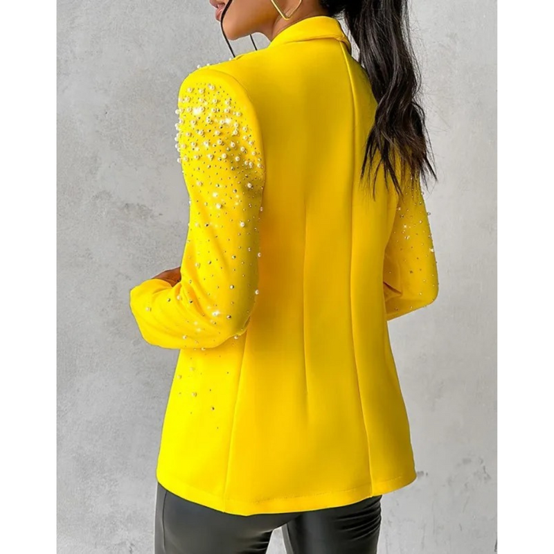 Slanke Damesblazer met Pareldetails - Amara