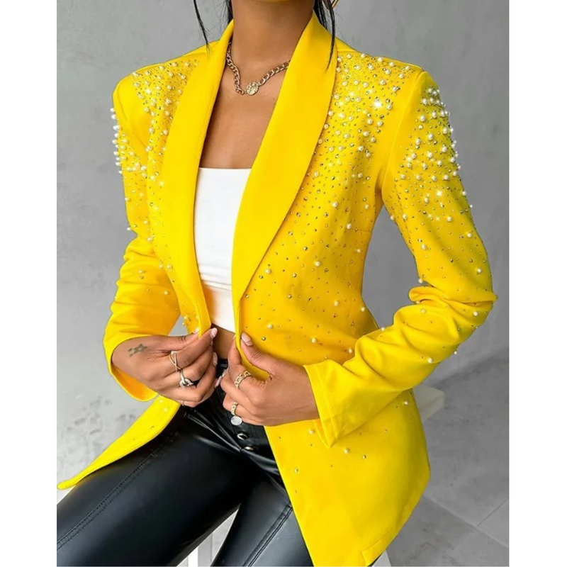Slanke Damesblazer met Pareldetails - Amara