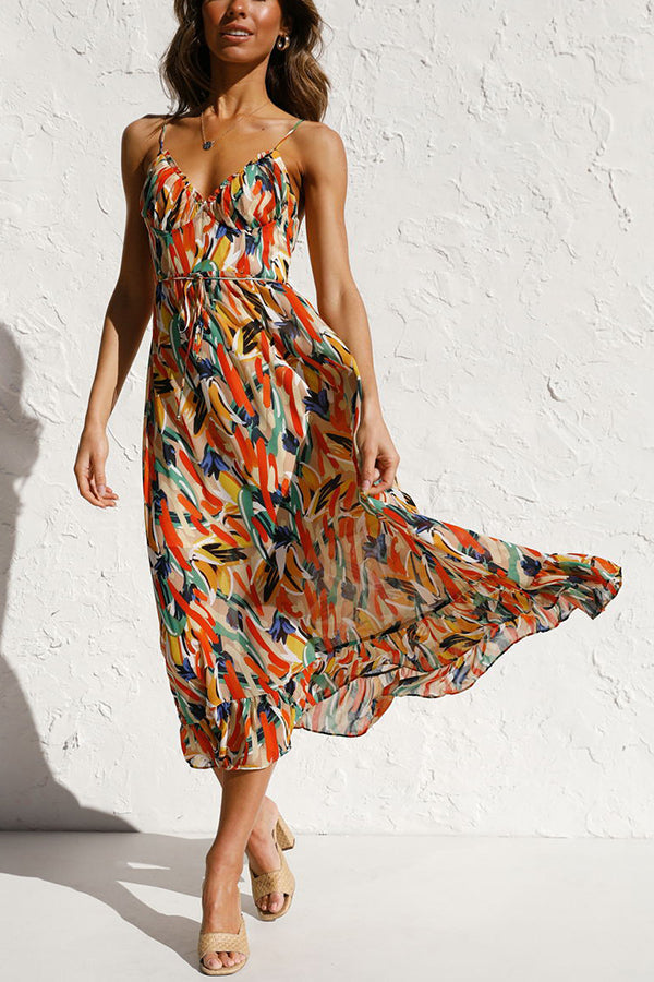 Light maxi summer dress with waist seam – Mira